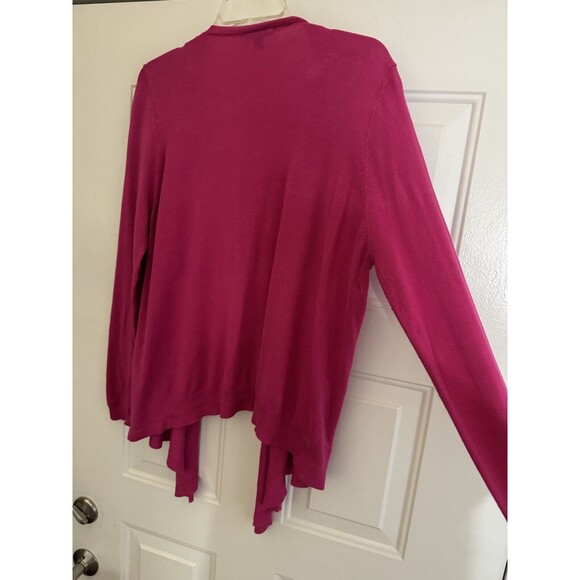 IMNYC Tie Front Open Cardigan Sweater Women’s Size XL Isaac Mizrahi Magenta - Picture 6 of 8